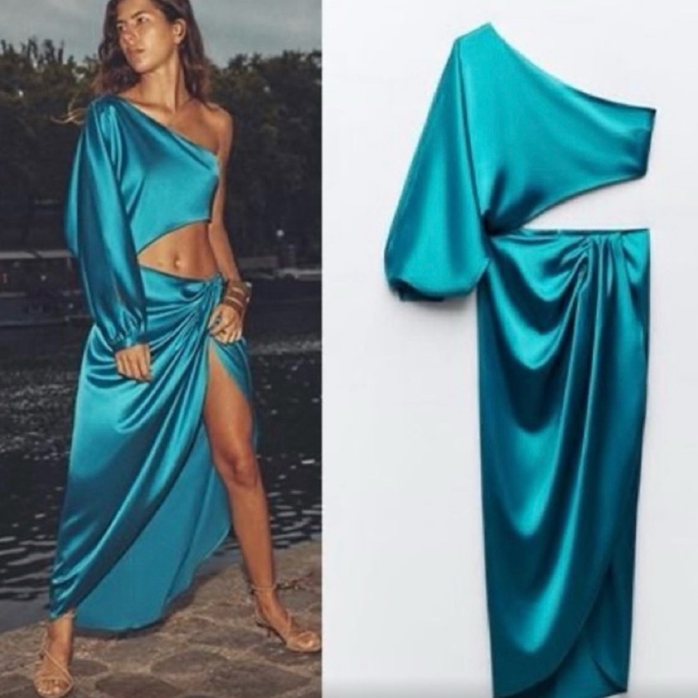 **LAST CHANCE** Zara Vibrant Blue One-Shoulder Dress